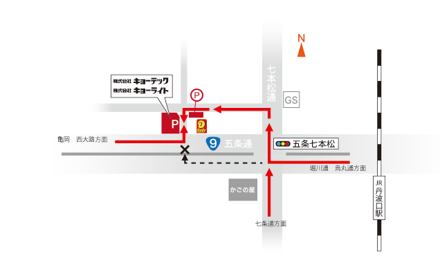 本社へ車でお越しの方への案内図